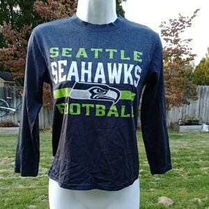Team Athletics Seahawks Logon Dark Blue Long Sleeve Top Boys Sz S 8